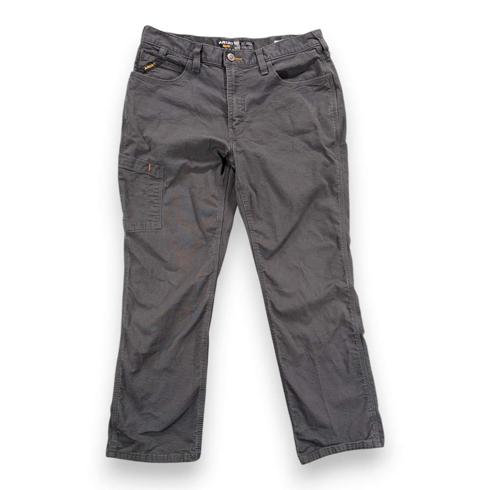 Ariat Pants Mens 34x30 Gray Rebar M4 Relaxed Straight Leg Stretch Workwear